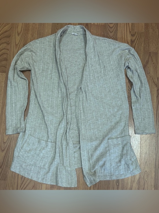 Como Blu Sweaters - ❤️ Large Light Gray Open-Front Ribbed Women's Cardigan Sweater Flaw (B11)